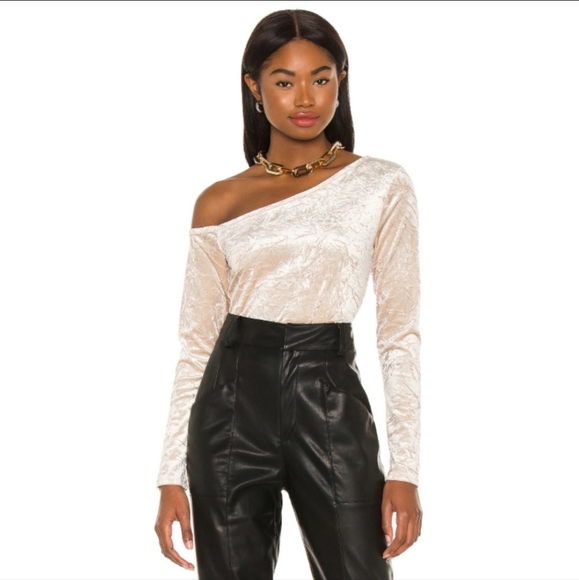 525 America Tops - NWT 525 America Asymmetrical Off The Shoulder Velvet Long Sleeve Blouse
